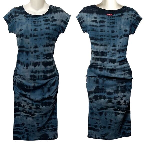 HARD TAIL Tie Due Ruched Short Sleeve Dress S - Picture 6 of 6